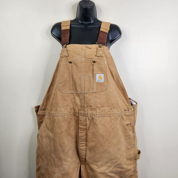 Carhartt Mens Vintage 2003 Quilted Lined Zip Leg Coveralls Work Bib 50x30 - Picture 2 of 12
